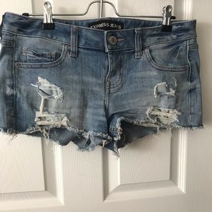 Express light blue denim shorts